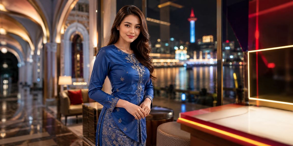 Pengguna Malaysia berpakaian baju kurung menikmati hiburan kasino dalam talian platform 384